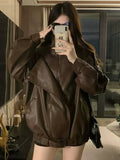 Hottie Style Black Long-Sleeved Leather Jacket 2026 Autumn New Cool Wind Retro Locomotive Jacket Top Female Tide