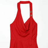 2026 New Spring And Summer Linen-Blend Neck Collar Fan Flute Dress 2351712