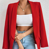 Explosion Women's Casual Fashion Loose Solid Color Temperament Commuting Collar Jacket Suit Spring And Autumn Coat