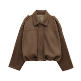 Spring New Velvet Texture Effect Bomber Jacket Jacket