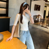 Unique Super-Look Half-Necked Front Shoulder T-Shirt Women's Summer 2025 New High-End Chic Chic Top