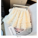 Korean Ballet Style Folding Net Linoping Half-Dress Woman Autumn 2025 High-Rise Thin A-Layer Cake Skirt