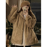 Korean Milk Fufu Lamb Woolen Hooded Cotton Coat Women Winter Thicken Loose Lanterned Cotton Coat Tide