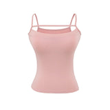 Hottie Style Solid-Colored Body With Chest Pad Sling Vest Women 2026 Summer New Irregular Bottom Short Top