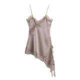Autumn New Lace Decoration Asymmetric Sling Dress 5919200