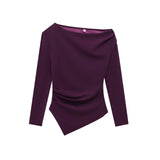 Autumn New Asymmetrical Elastic Repair Fashion Blouse 3644328