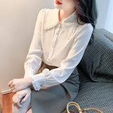 Spring Dress 2025 New Female Collar White Shirt Female Niche Design Shirt Loose Casual Blouse
