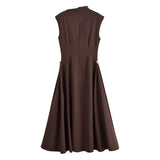 BSK&TRAF Women's Summer 2025 New Fashion Design Sleeveless Elegant High Waist Dress