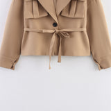 BSK&TRAF Women's Autumn 2025 New Commuter Fashion Three-Pocket Belt Elegant Coat