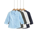 Clip Single Buckle Seven-Sleeve Linen Shirt Spring New Ocean Qi Repair Waist Solid Color Casual Top
