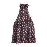 BSK&TRAF Women's Clothing 2025 New Fashion Babes Bows Hanging Neck Top 2180105