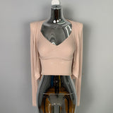 Two Sets Of V-Neck Sling Vest + Knitted Top Dress Girl Short Thin Body