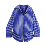 Autumn New Bat Sleeve Loose Striped Shirt 3067105