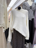 French Half-Empty Sweater Female Korean Version Design Sense Lazy Relaxed Long-Sleeved Knitted Shirt 2026