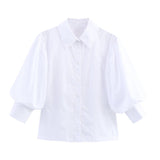 BSK&TRAF Women's Clothing 2025 Summer New Temperament Fashion Simple Silk Long-Sleeved Collar Shirt