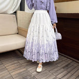 New French Romantic Heavy Industry Embroidery Print Collection Lanky High-Waist Fairy Skirt A-Word Half-Body Skirt
