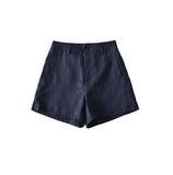 Flax Casual Five-Point Short Women 2026 Summer New Solid Color High-Waist Pocket Thin A-Word Broad-Legged Hot Pants