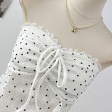 Lotus-Side Lace Splicing Brao Vest Summer Babes Word Shoulder Pressure Folded Backclothed
