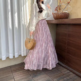 2026 Summer New Pesli Pattern Shun Yin Chiffon Tower Skirt Mid-Scrow Skirt