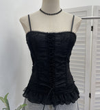 Real Shooting Unique Small Vest With Chest Cushion Three-Dimensional Lace Wearing Rope Slings With Short Sleeveless Top 8162