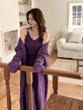French Languid Knitting Two Sets Of Female Long Over Knee Sweater Slings With Dress Set