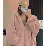 Hairy Hoodie Jacket Women's Autumn And Winter 2026 New Explosive Korean Version Lazy Loose Plus Thick Coat