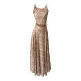 Vintage Sleeveless Vest Dress Women's Summer Holiday Style Dress High Waist Skirt A Long Dress