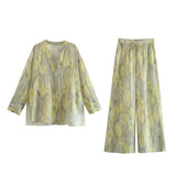 Summer New Printing Shirt 478630300 Loose Trousers Set