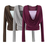 Pure Lustful Wind Collar T-Shirt Two Long-Sleeved T-Shirts In Autumn New Temperament Slimming Bottom Shirt Top