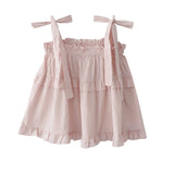 Homemade Summer New Sweet Loose Doll With Bow Sling Shirt Women Solid Color Vest Top