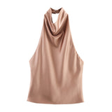 2025 Summer New Silk Hysm Texture Hanging Neck Dress 3203317 Vatry Dress 3210317
