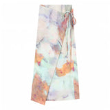 Seaside Holiday Style Suit Unique To The Folded Vest Women Summer Vintage Tie-Dye Skirt Skirt Two-Piece