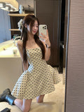 Wave Point Tied Dress Women 2026 Spring High-End Sweet And Spicy Back To The Waist Show Thin Fluffy Slings Short Skirt Tide