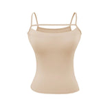 Hottie Style Solid-Colored Body With Chest Pad Sling Vest Women 2026 Summer New Irregular Bottom Short Top