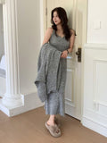 French Languid Knitting Two Sets Of Female Long Over Knee Sweater Slings With Dress Set
