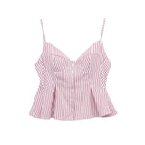 V-Neck Slings Sexy Dew Single-Dripple Broad-Folded Skirt-Up Short-Form Women's Vest 2178083