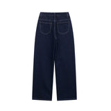 New Retro Waist Strap With Belted Collared Denim Jacket Vintage Denim Trousers