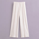 Autumn New Double-Sided Round Collar Blouse 3641859 Elastic Casual Trousers 3641860