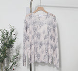 Real Shooting High Value Loose Net Sweater Single Layer Cool Quick Perspective Dyeing Net Yarn Long Sleeve Top 1922
