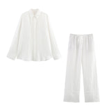 New Summer Solid Shirt 4786090 Wide-Legged Trousers 4786091