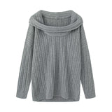 BSK&TRAF Women's Women's Women's New Autumn 2025 Senior Lazy-Word Individual Knitted Sleeve Sweater