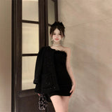 Hair Stitched Black Bra Dress Women 2026 Sexy Hot Girl Dress Skirt Inside The Bottom Ass Skirt