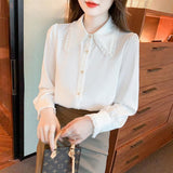 Spring Dress 2025 New Female Collar White Shirt Female Niche Design Shirt Loose Casual Blouse