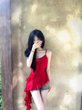 Solid-Colored Flower Sling Vest Female Slimy Thai Southeast Asian Top