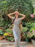 French Gentle Wind Sweet Age To Reduce The Field Wind Broken Flower Dress In The Long Temperament Square Lotus Leaf Side Skirt