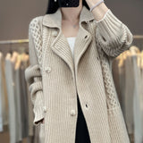 New Thicken Medium Long Sweater Cardigan Coat Women Casual Temperament Casual Loose Knitwear
