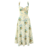 New French Retro Style Small Fresh Cotton Lace Splicing Medium And Long Dress