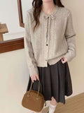 Sweet Bow Knot Hollow Casual Knitted Cardigan Girl New Galow Age Reduction Top
