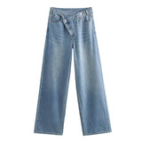 Autumn New Double Trousers Waist Wide-Legged Jeans 8197232