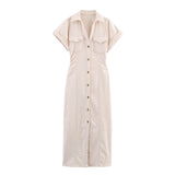 Spring New Denim Folding Short-Sleeved Dress 2284576